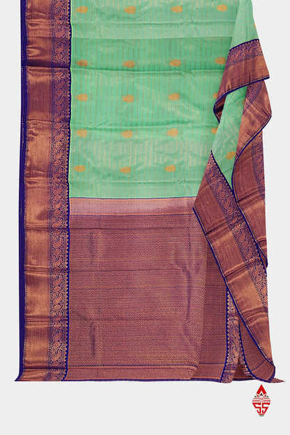 Rexsona Green Linses Semi Silk Saree With Violet Border