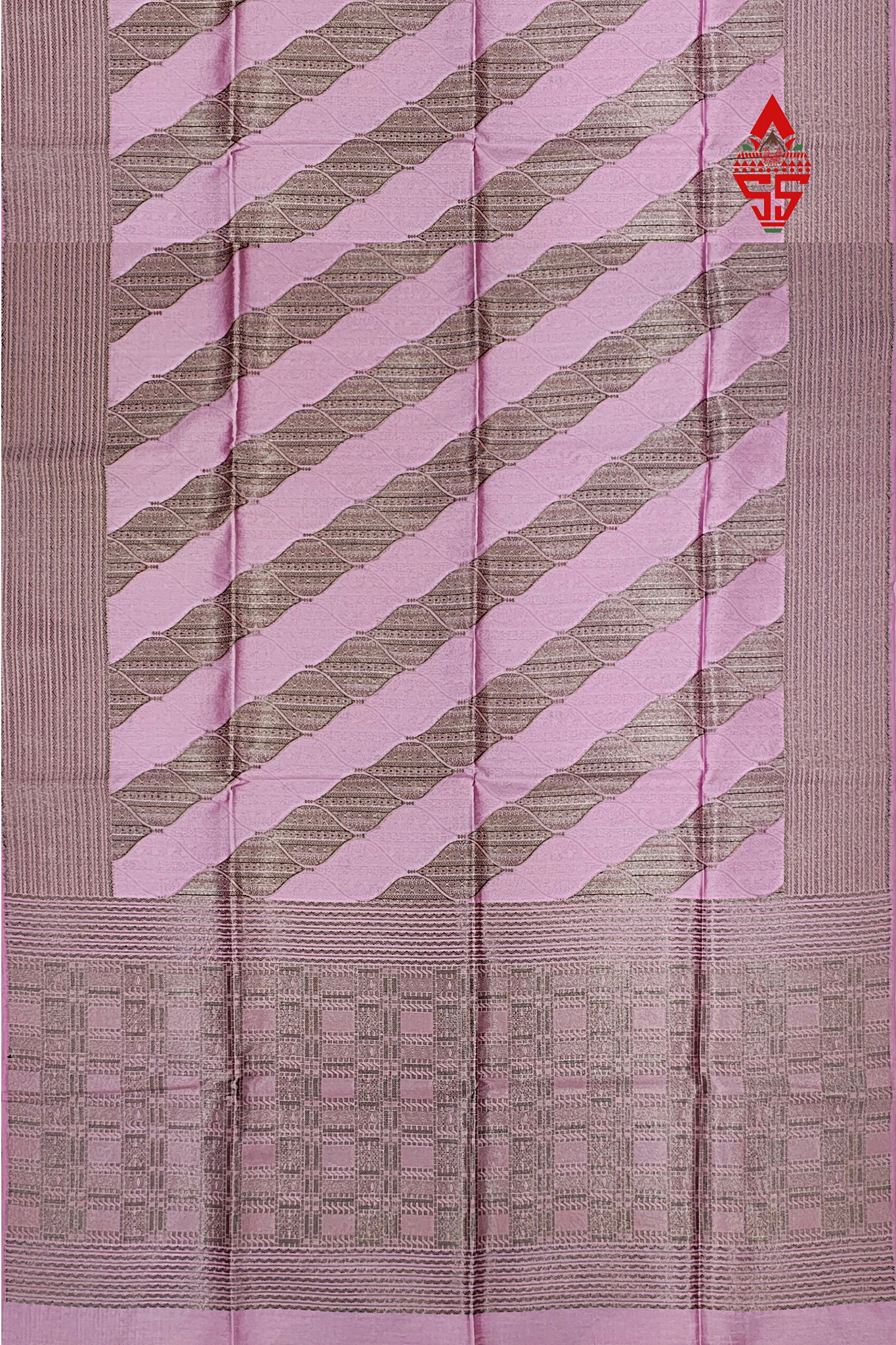Lavender Fancy Saree With Grey Border