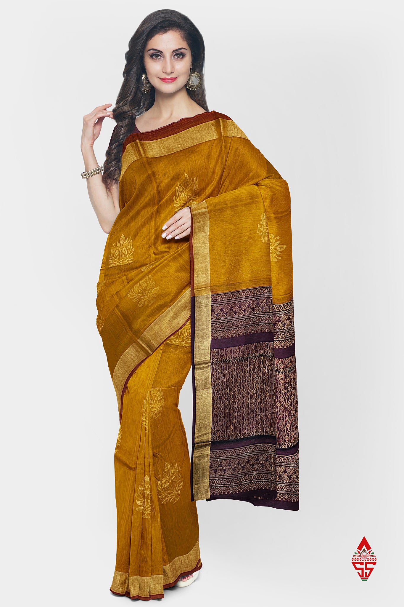 Mustard Yellow Beautiful SICO Cotton Saree With Violet Blouse