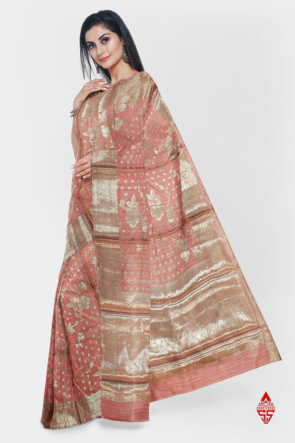 Baby Pink Beautiful Fancy Saree With Fancy Silver Zari Border
