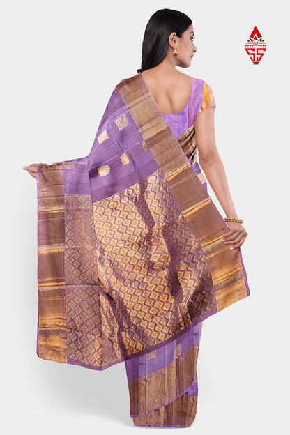 Kanjivaram Lavender Silk Saree With Blouse