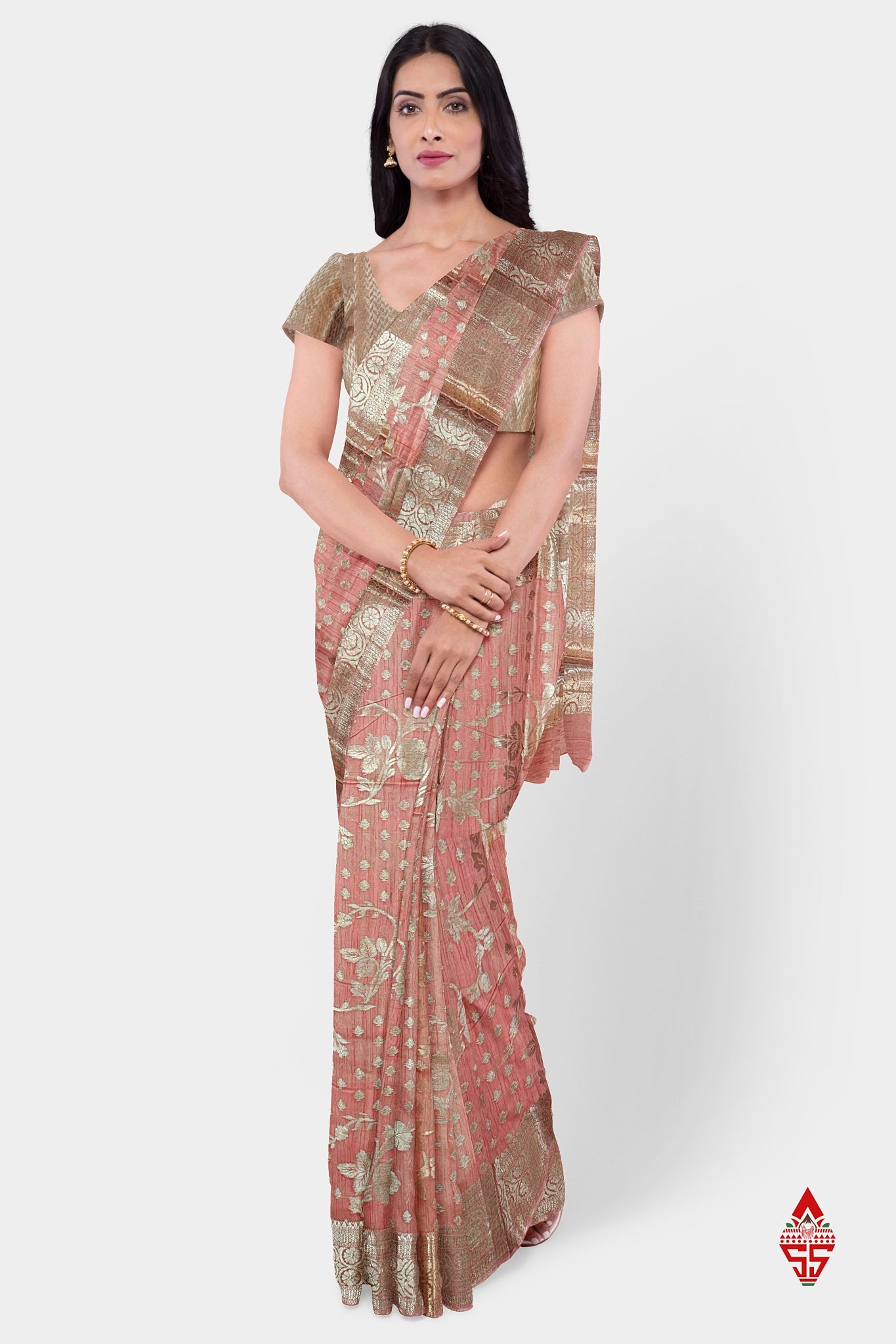 Baby Pink Beautiful Fancy Saree With Fancy Silver Zari Border