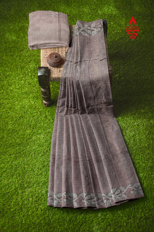 Pinkish Brown Fancy Saree With Desinger Border