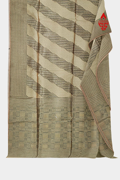 Sandal Yellow Fancy Saree With Grey Border