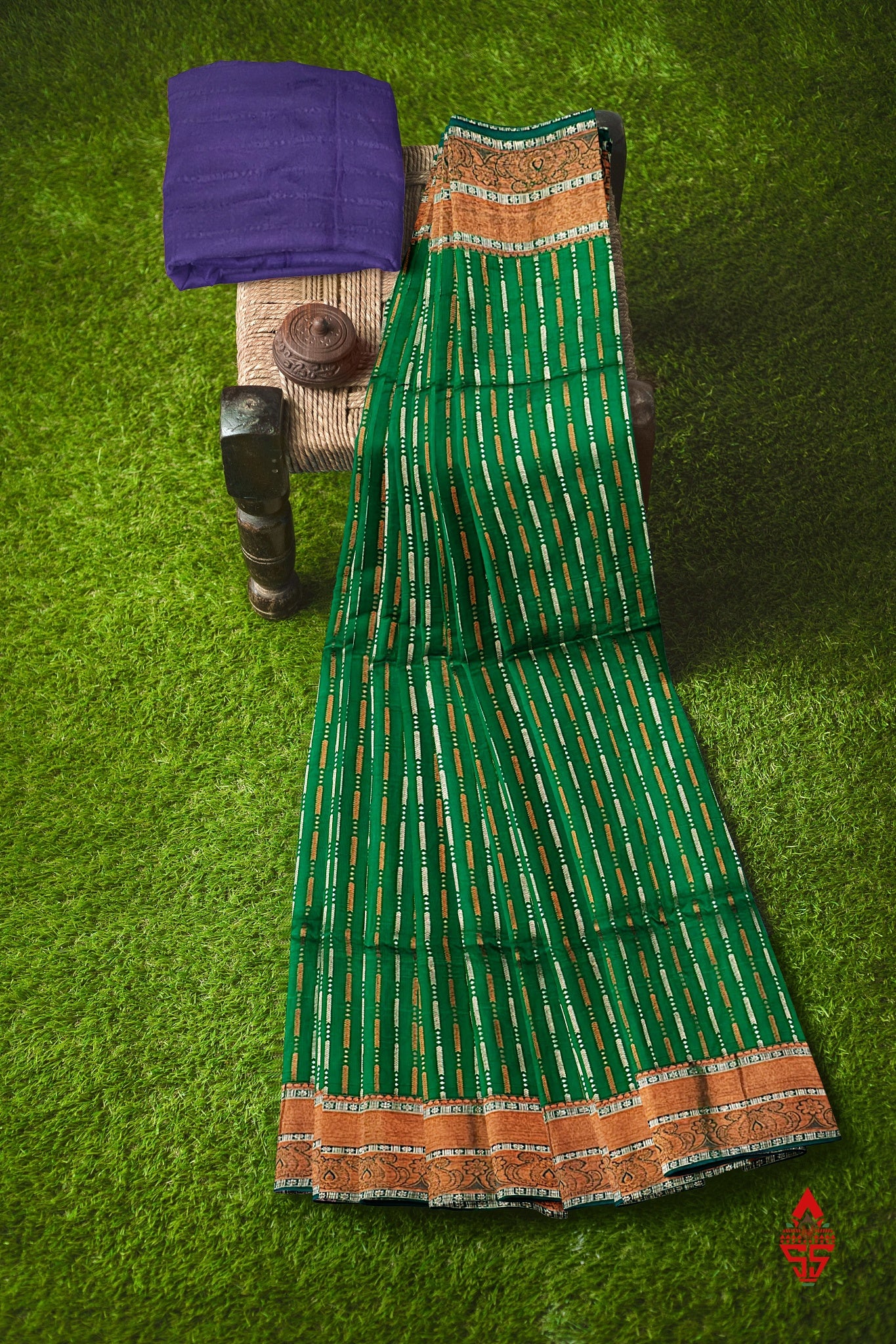 Green Semi Soft Silk Saree With Baby Violet Blouse