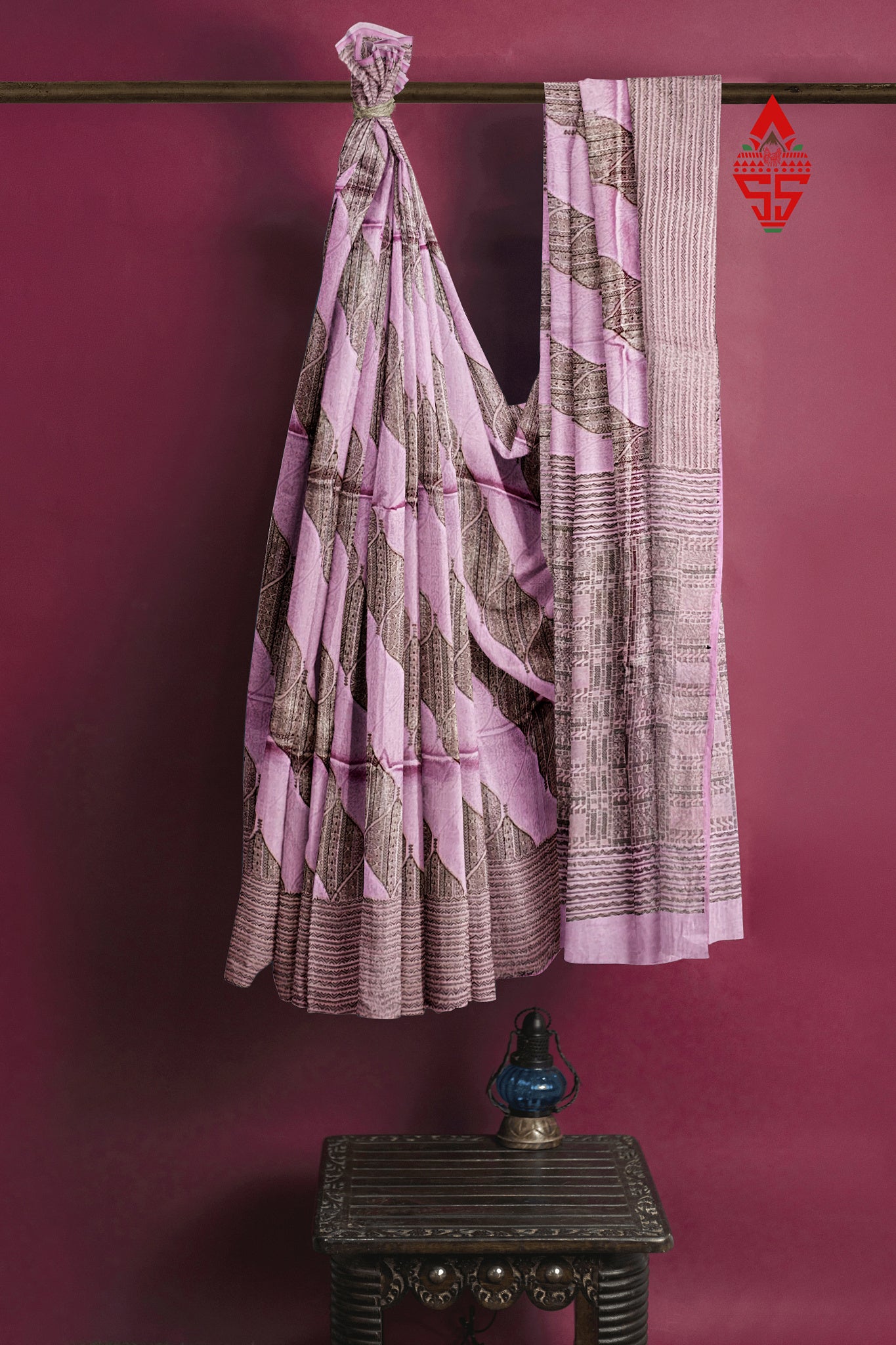 Lavender Fancy Saree With Grey Border