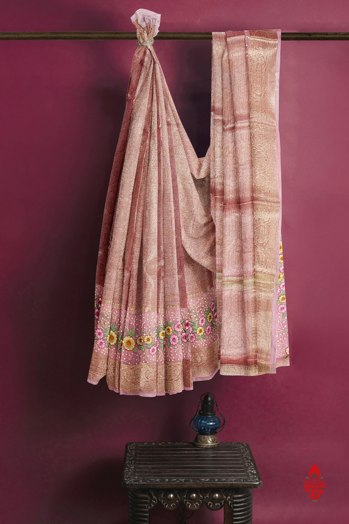 Baby Pink Grand Fancy Saree With Thraed Work Butta Border