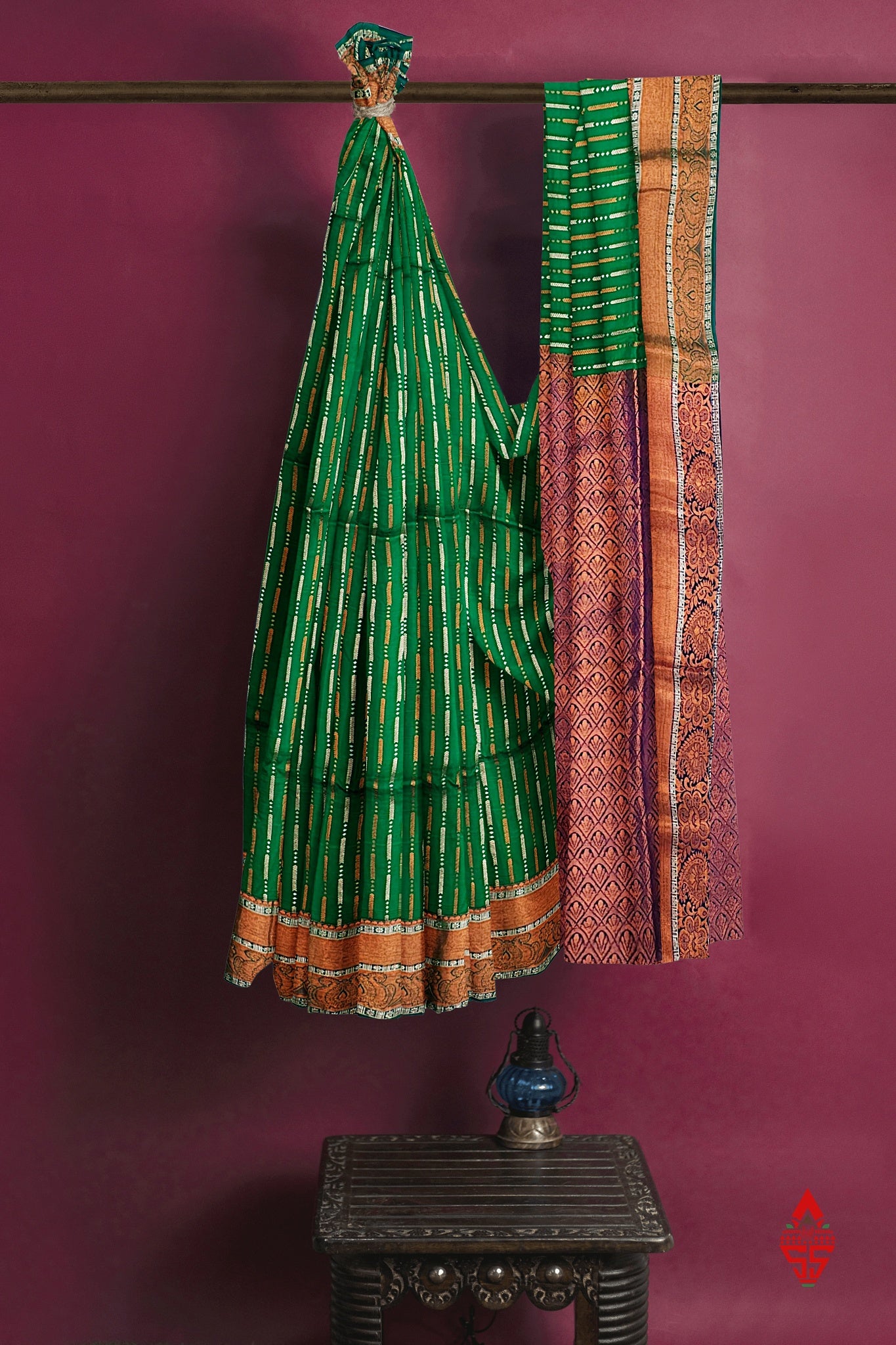 Green Semi Soft Silk Saree With Baby Violet Blouse