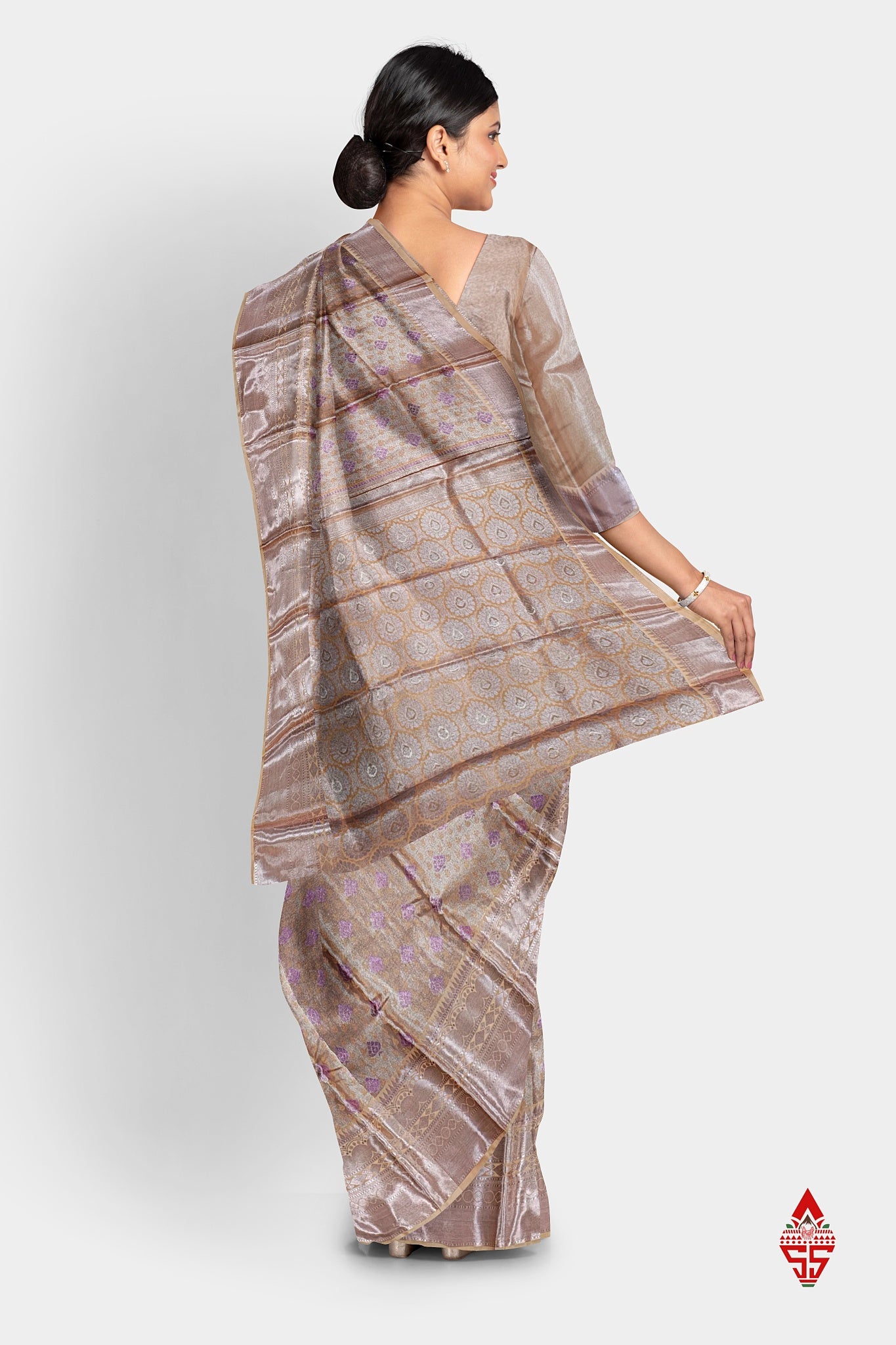 Light Peach Semi Soft Silk Saree With Blouse