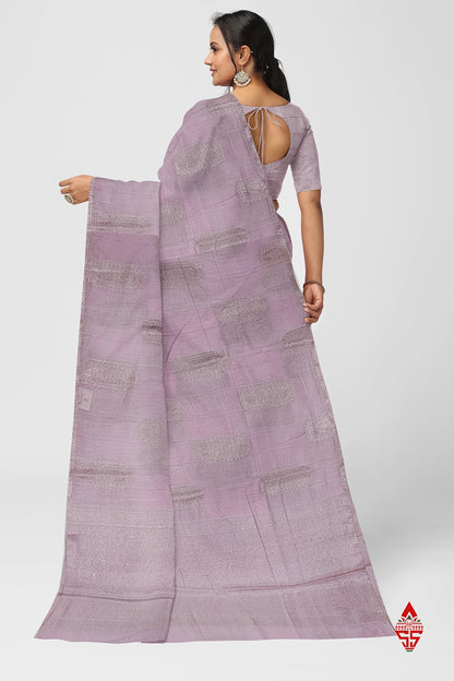 Light Lavender Beautiful Fancy Saree Without border