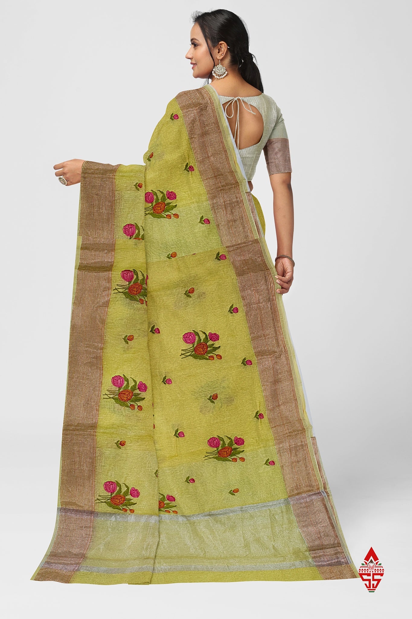 Parrot Green Beautiful Fancy Saree With Blouse