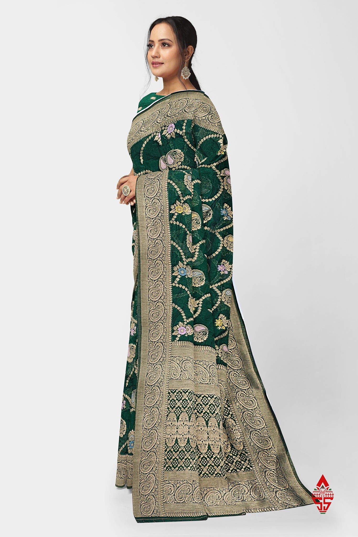 Bottle Green Grand Fancy Saree With Blouse
