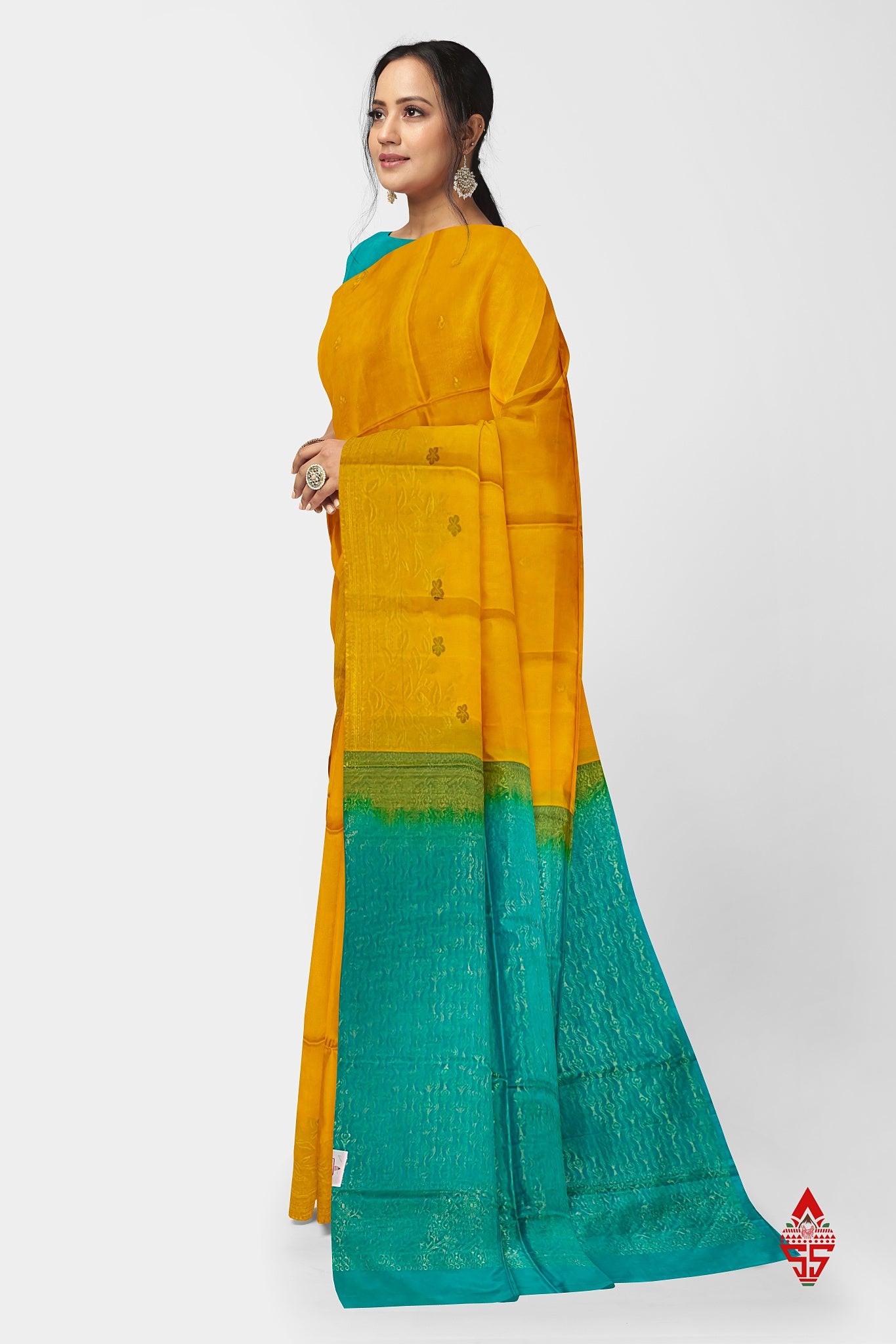 Yellow Fancy Pure Soft Silk Saree With Sapphire Blue Blouse