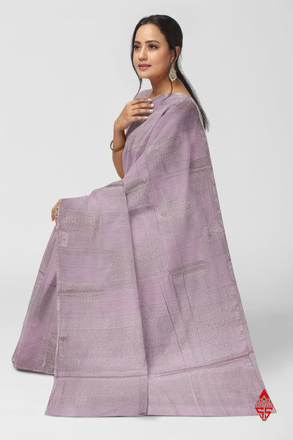 Light Lavender Beautiful Fancy Saree Without border