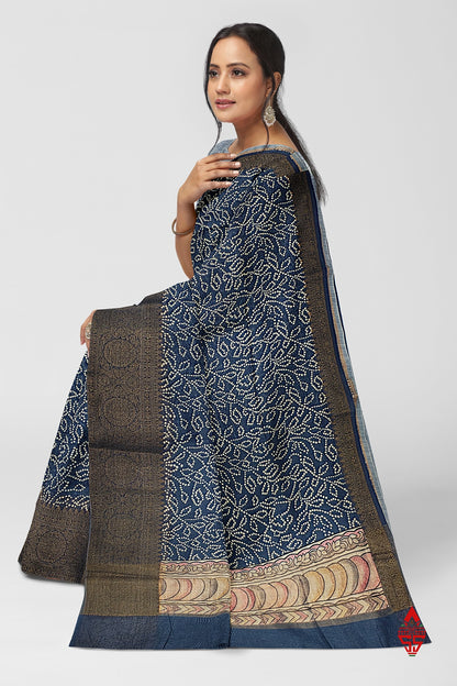 Navy Blue Fancy Saree With Blouse