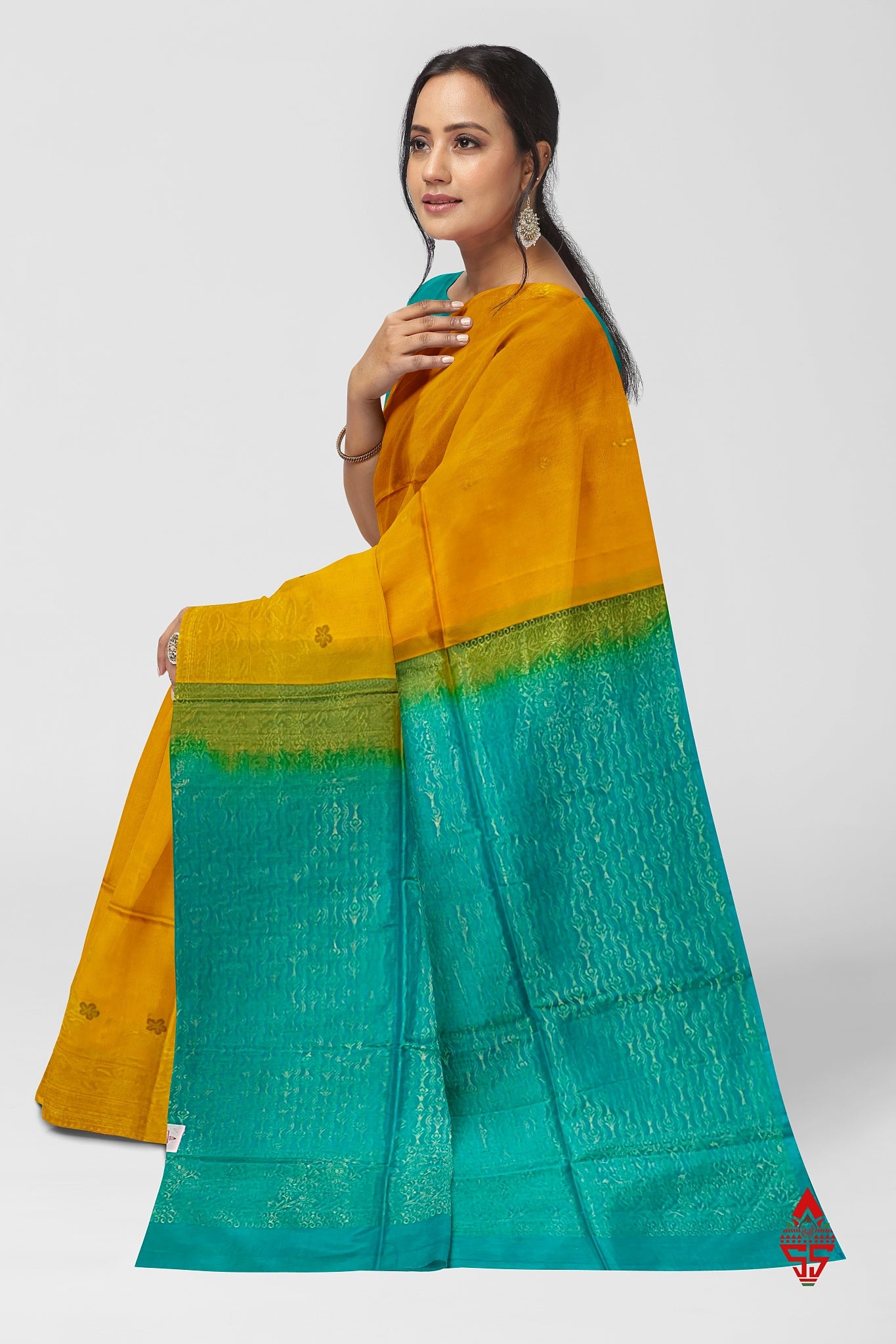 Yellow Fancy Pure Soft Silk Saree With Sapphire Blue Blouse