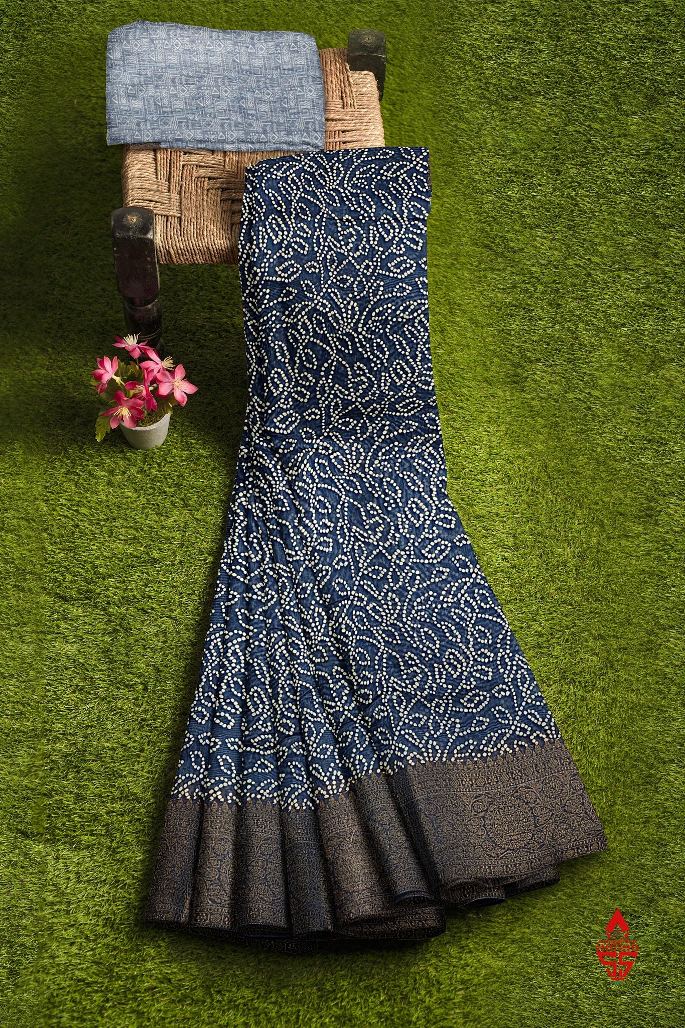 Navy Blue Fancy Saree With Blouse