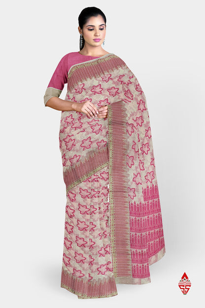 Half White Fancy Saree With designer Blouse
