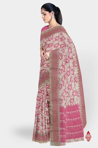 Half White Fancy Saree With designer Blouse