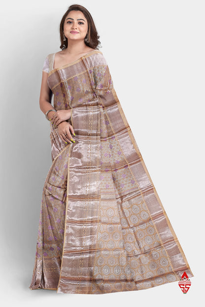 Light Peach Semi Soft Silk Saree With Blouse