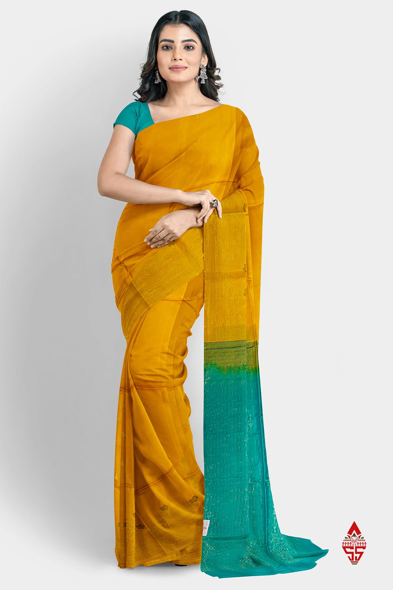 Yellow Fancy Pure Soft Silk Saree With Sapphire Blue Blouse
