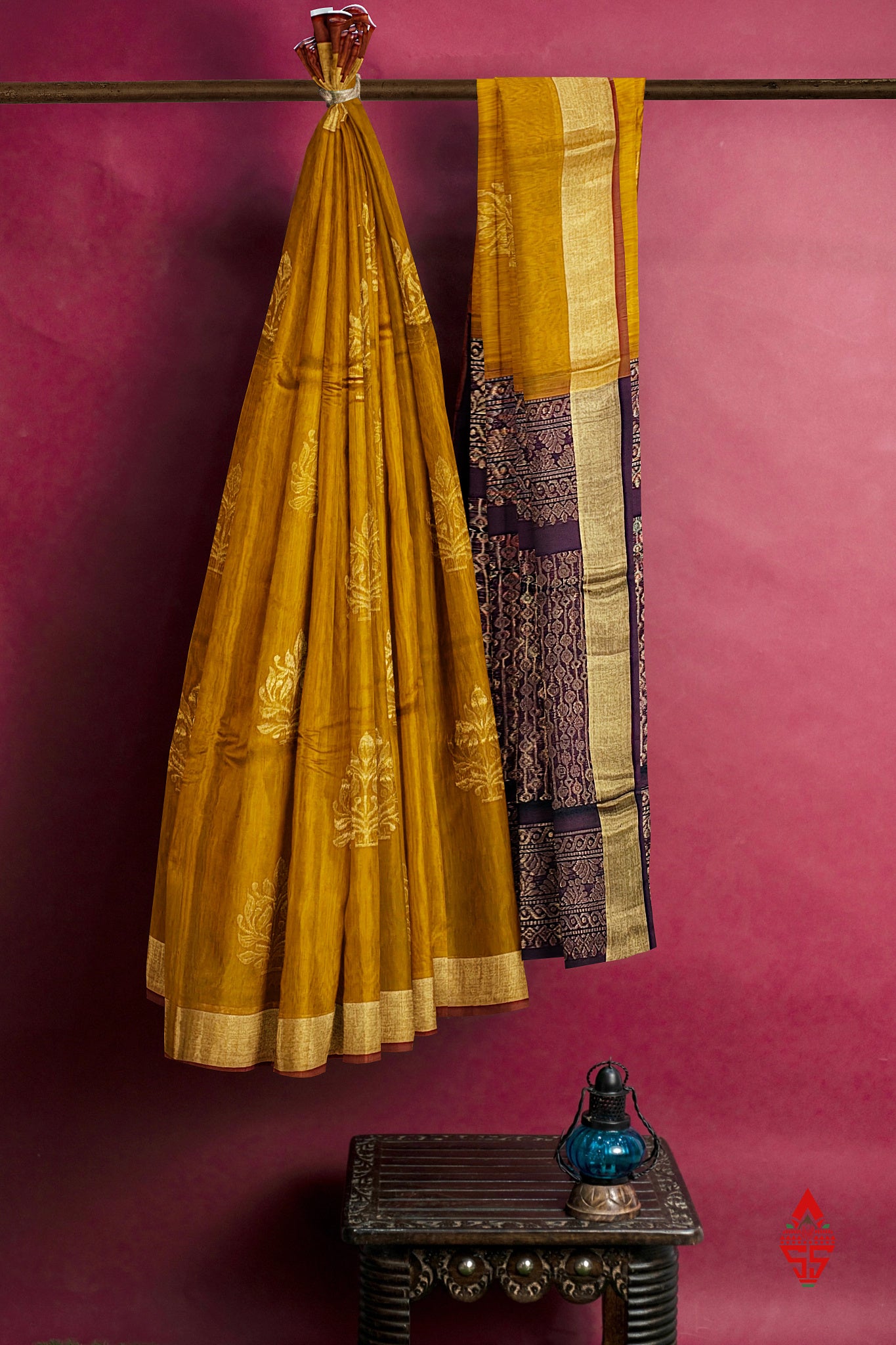 Mustard Yellow Beautiful SICO Cotton Saree With Violet Blouse