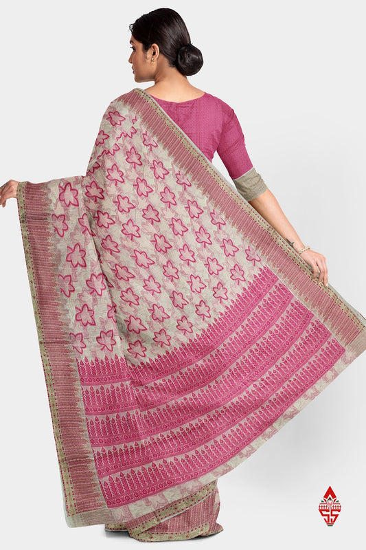 Half White Fancy Saree With designer Blouse