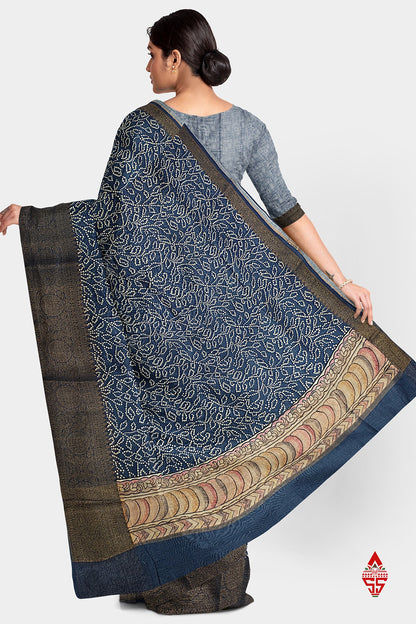 Navy Blue Fancy Saree With Blouse