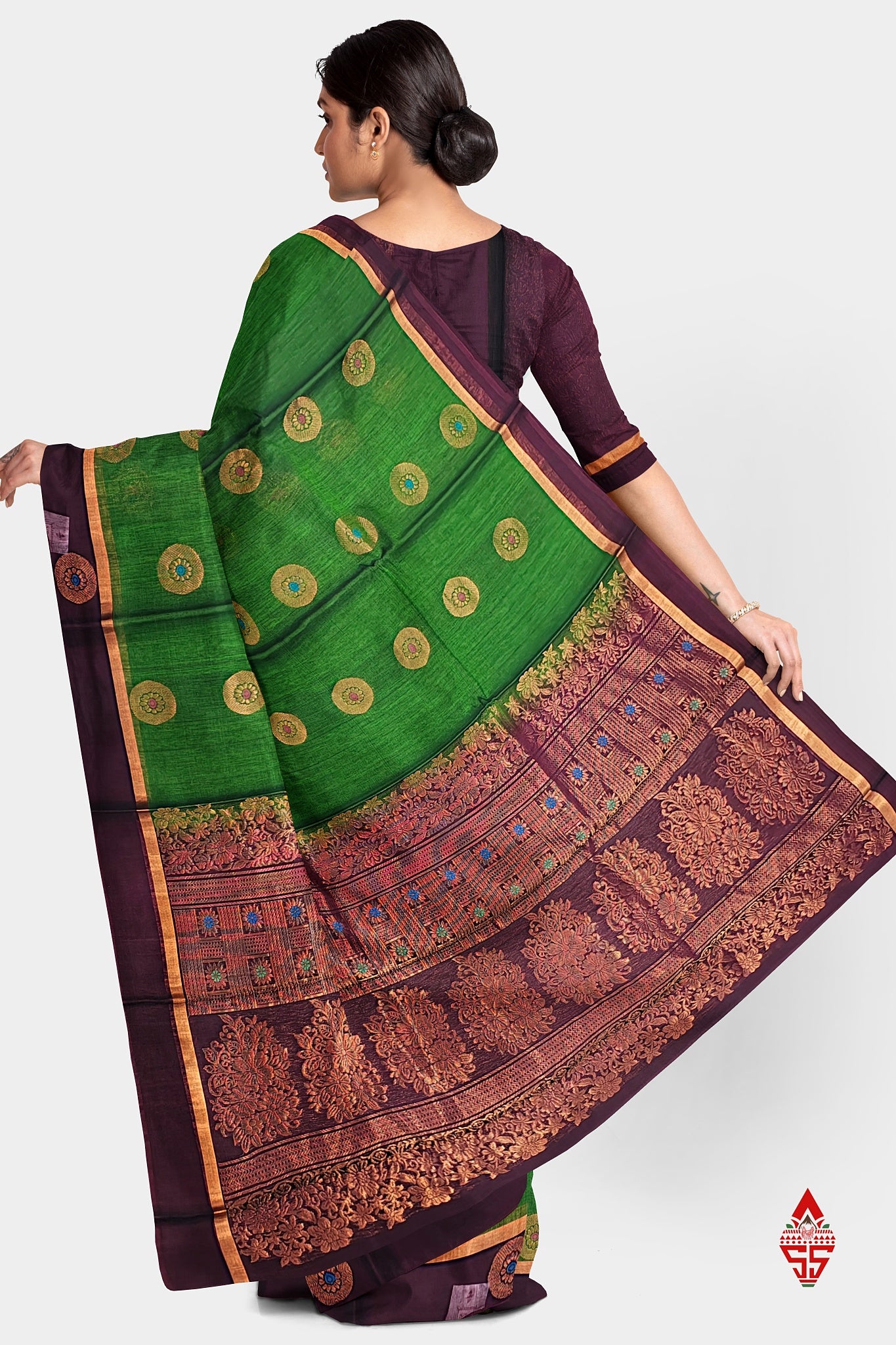 Green Beautiful SICOCotton Saree With Violet Border