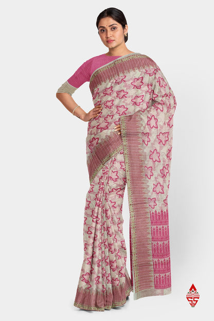 Half White Fancy Saree With designer Blouse
