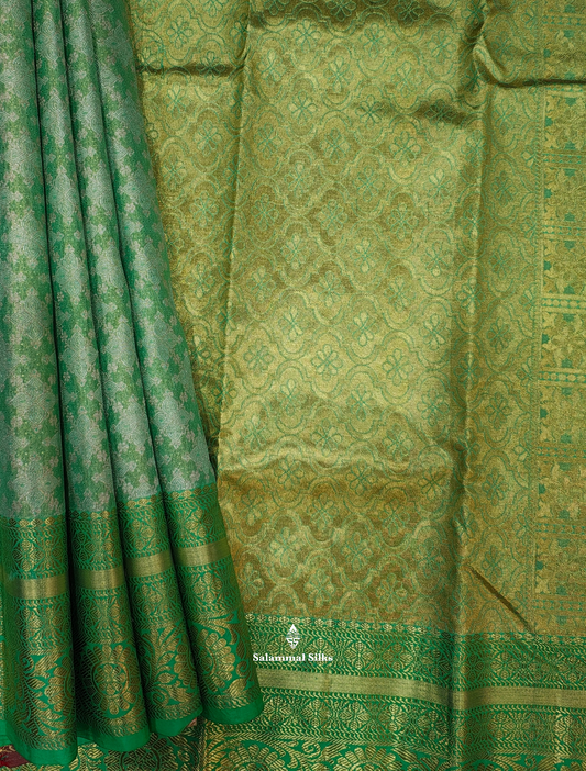 Light Green Bridal Tissue Puremix Silk Saree With Blouse