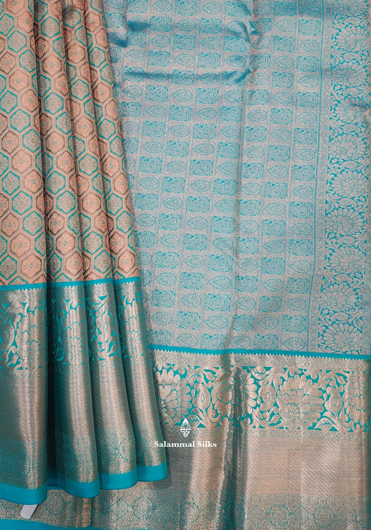 Multicolour Puremix Silk Saree With Ramar Blue Border