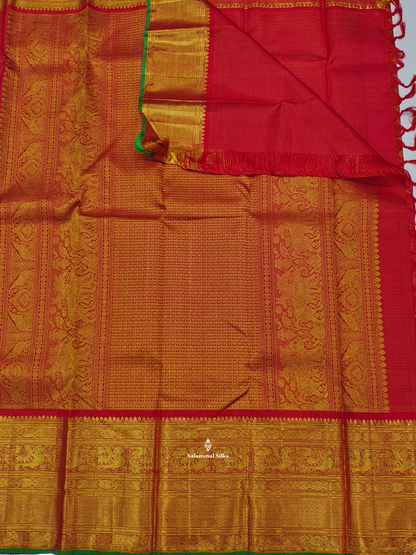 Kanjivaram Red Vairaoosi 2G Zari Beautiful Pure Silk Saree With Blouse