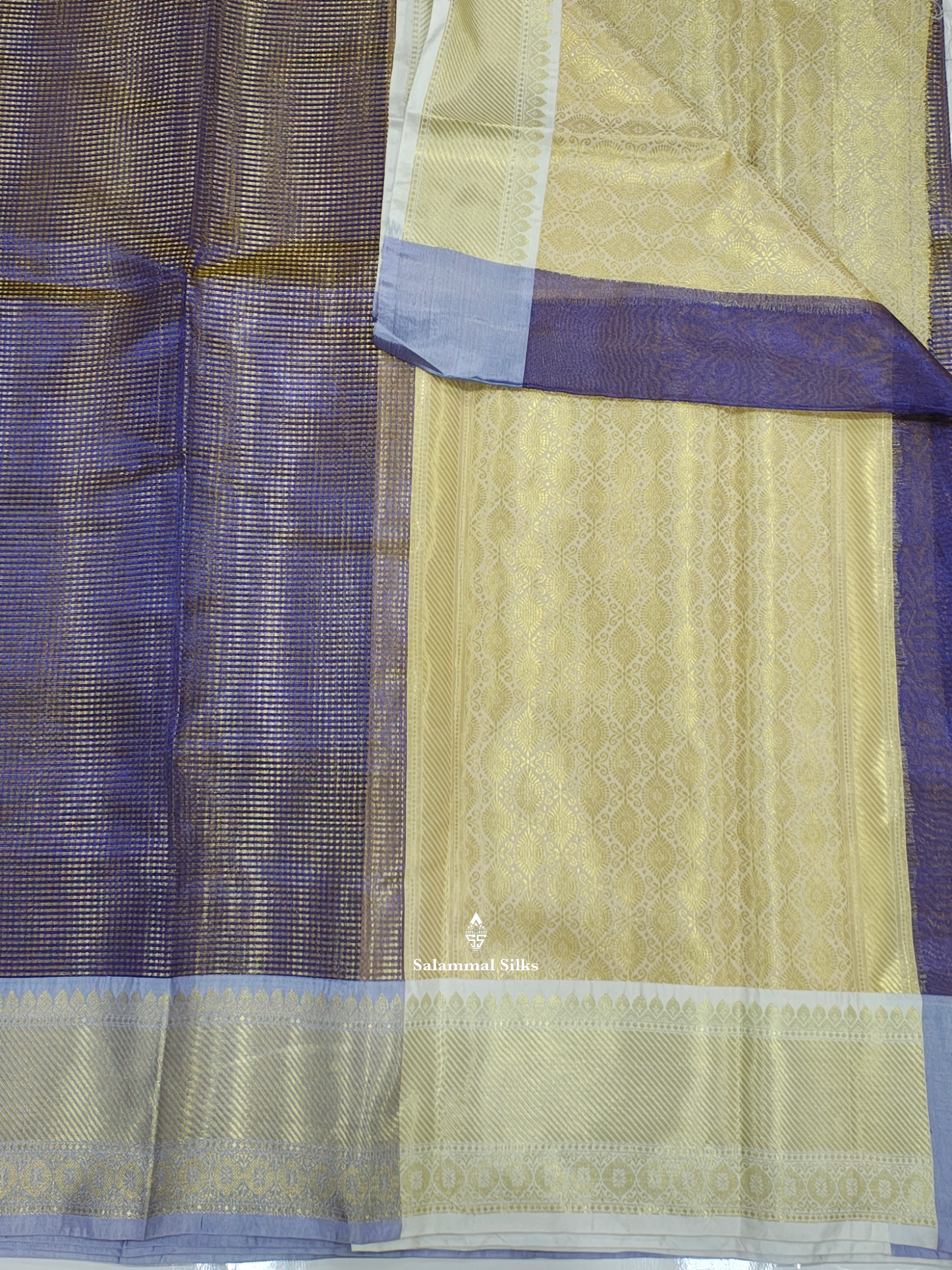 Golden Violet Nayanthara Inspired Beautiful Super Premium Fancy Saree