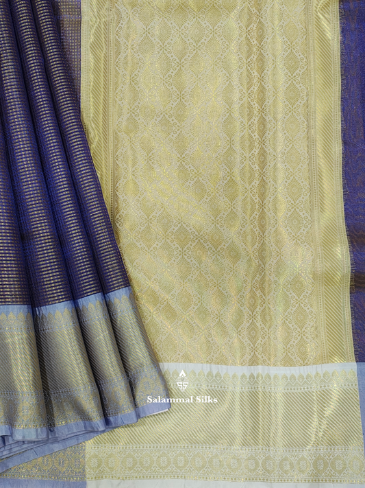 Golden Violet Nayanthara Inspired Beautiful Super Premium Fancy Saree