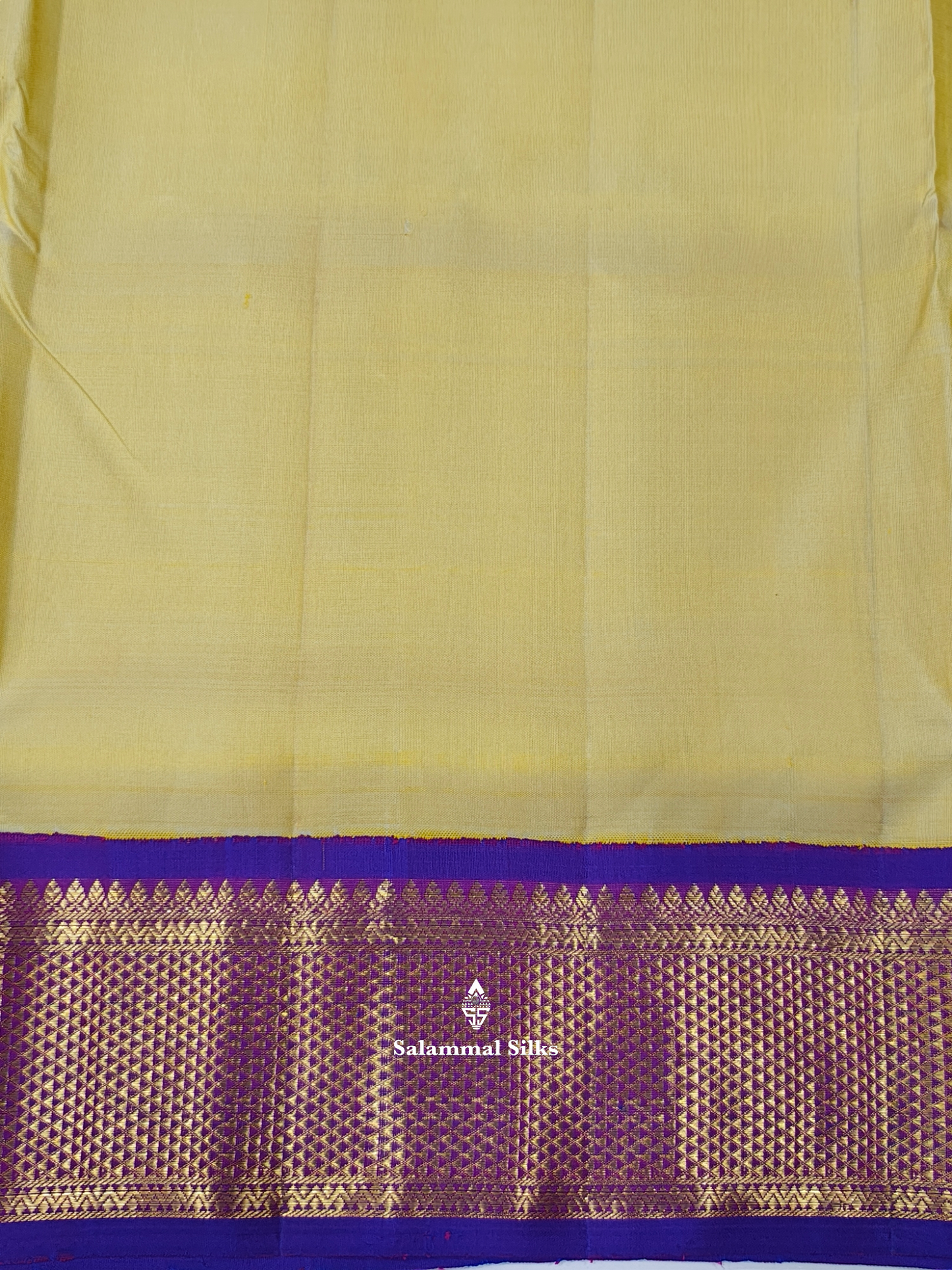 Kanjivaram Beautiful Sandal 9Yards Pure Silk Saree With 5inch Violet Border