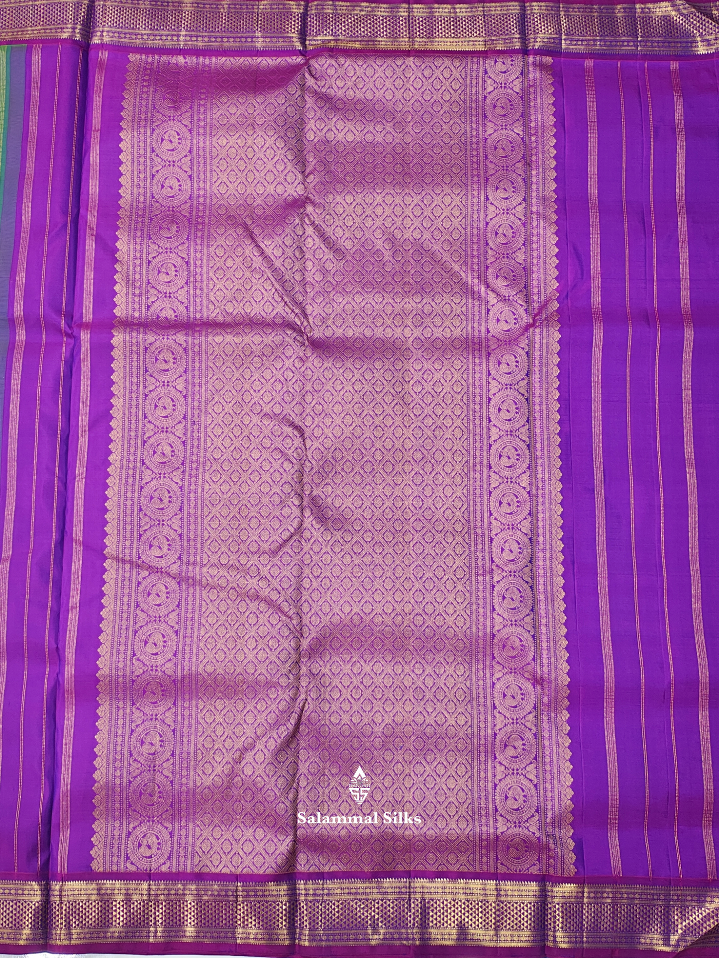 Kanjivaram Beautiful Sandal 9Yards Pure Silk Saree With 5inch Violet Border