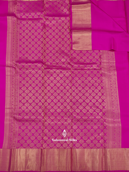 Kanjivaram Magenta Rose Pure Silk Saree With Blouse