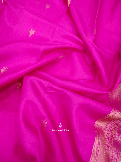 Kanjivaram Magenta Rose Pure Silk Saree With Blouse