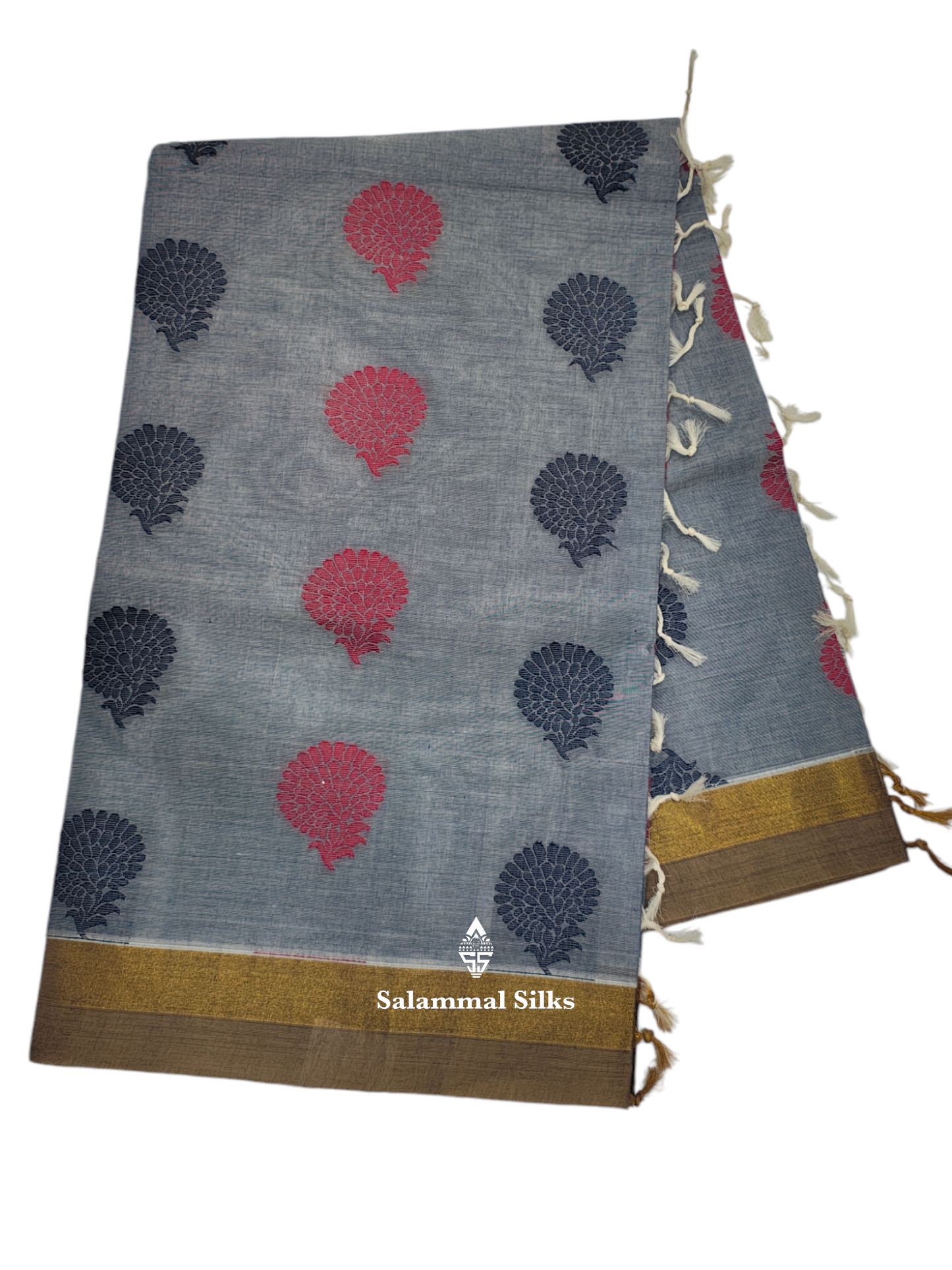 Kanjivaram Ash Pure Cotton Saree With Blouse