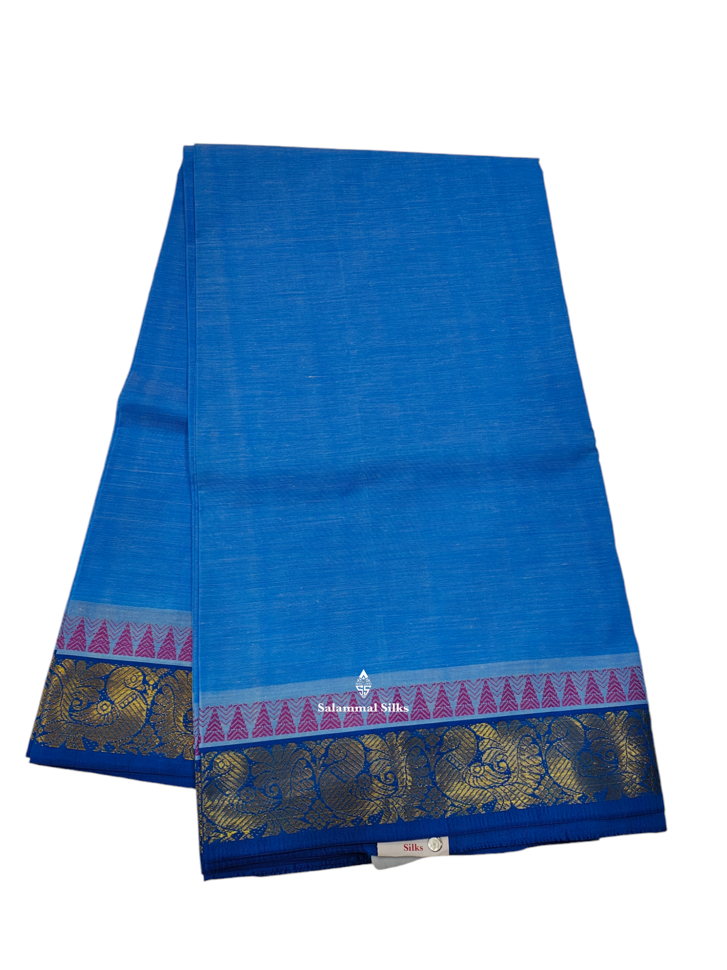 Light Ramar Blue Beautiful Pure Cotton Saree With Blouse