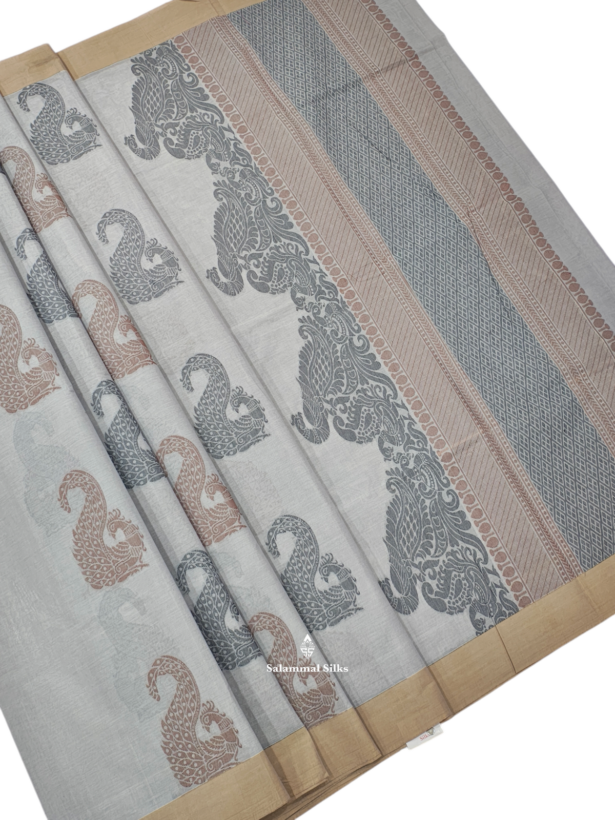 Grey Beautiful Pure Cotton Saree With Blouse