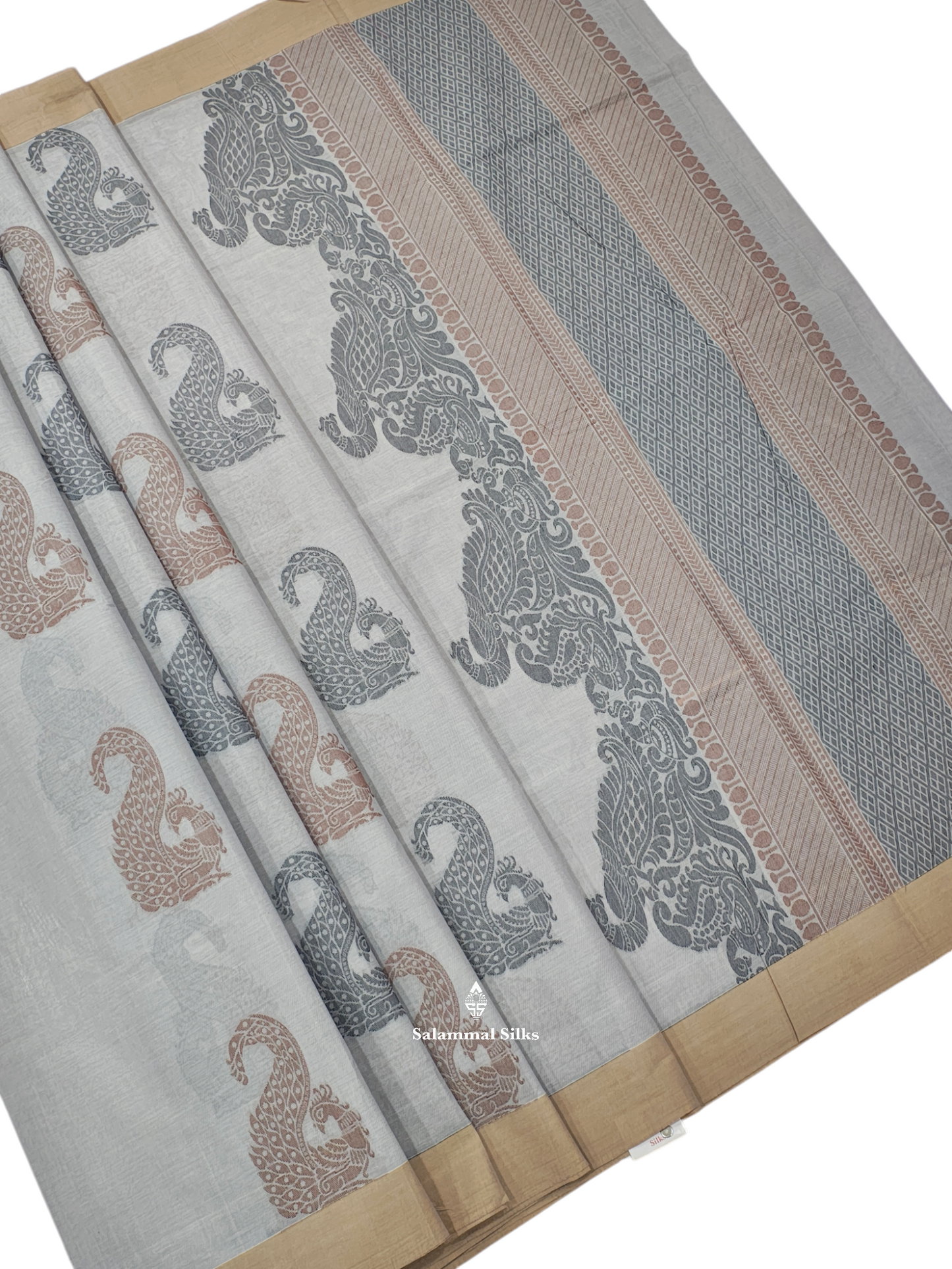 Grey Beautiful Pure Cotton Saree With Blouse