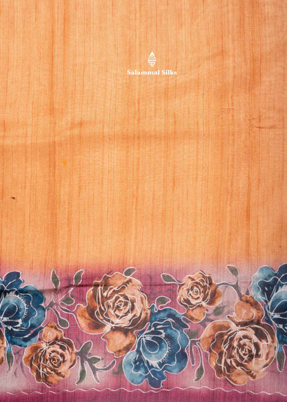 Mustard Yellow Semi Tussar Fancy Saree With Light Maroon Blouse