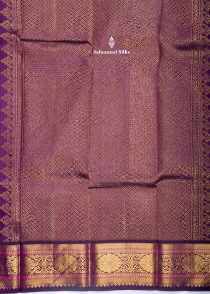 Kanjivaram Baby Pink Pure Silk Saree With Violet Border