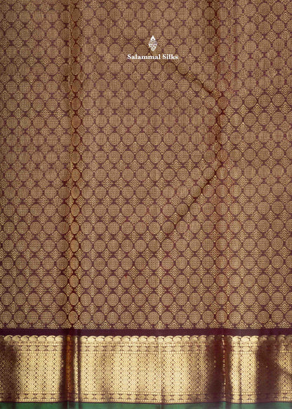 Kanjivaram Dark Brown Vairaoosi Beautiful Pure Silk Saree With Blouse