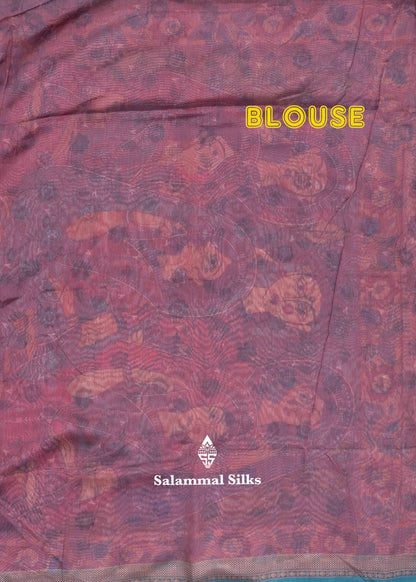 Light Pink Beautiful Kalamkari Fancy Saree With Maroon Blouse