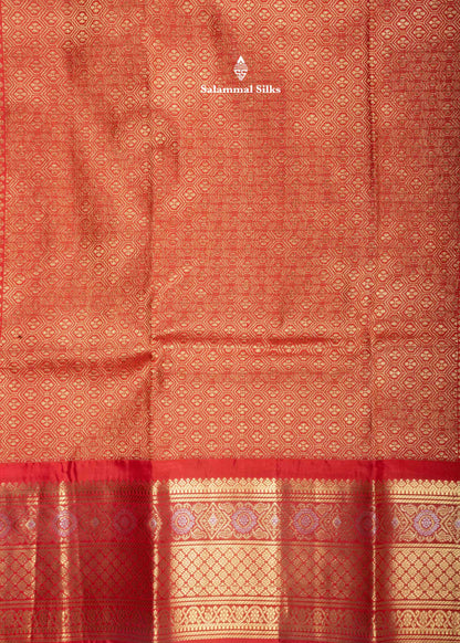 Kanjivaram Half White Pure Silk Saree With Red Blouse