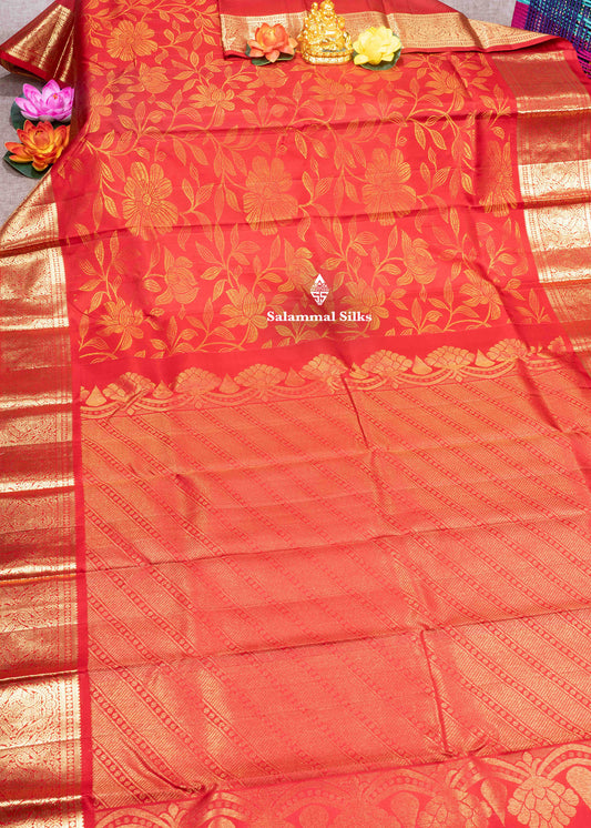 Kanjivaram Maroon Pure Silk Saree With Gold Zari Border