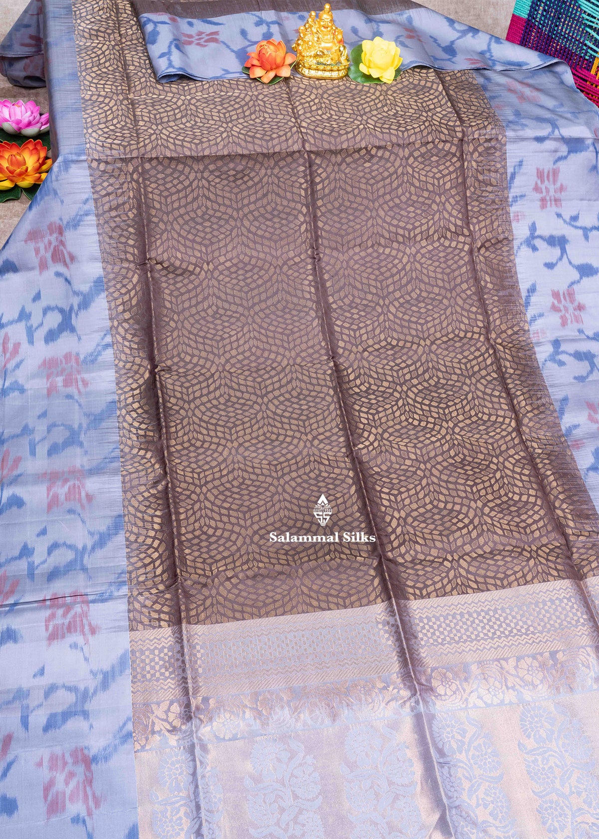 Kanjivaram Light Brown Pure Soft Silk Saree With PochamPally Border